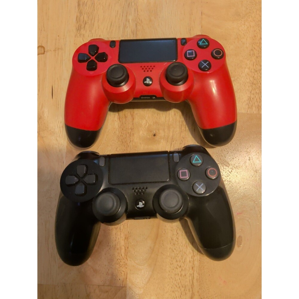 Two (2) Dualshock 4 - PS4 - Controllers - Tested Red And Black